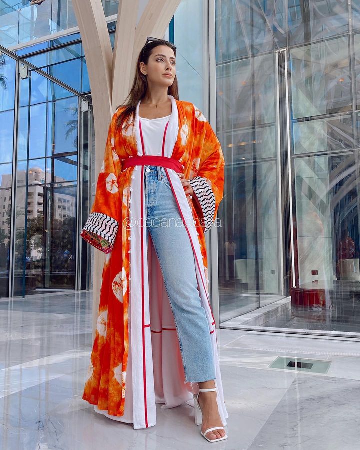 Double side abaya with palestinian touch