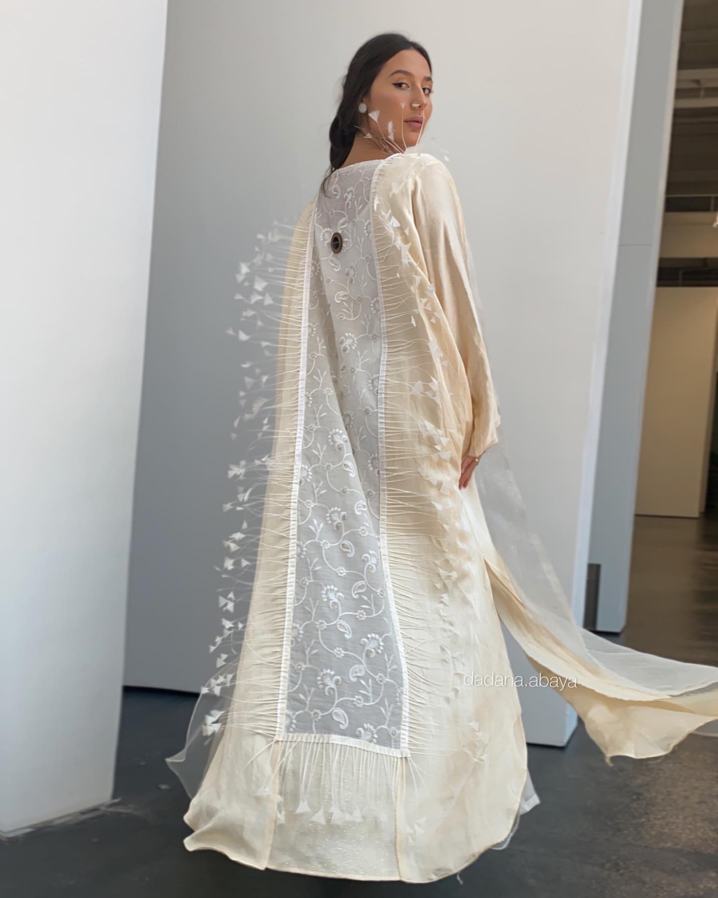 Feather Bridal Abaya with dress