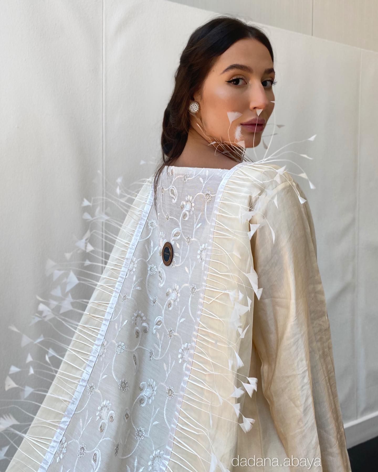 Feather Bridal Abaya with dress