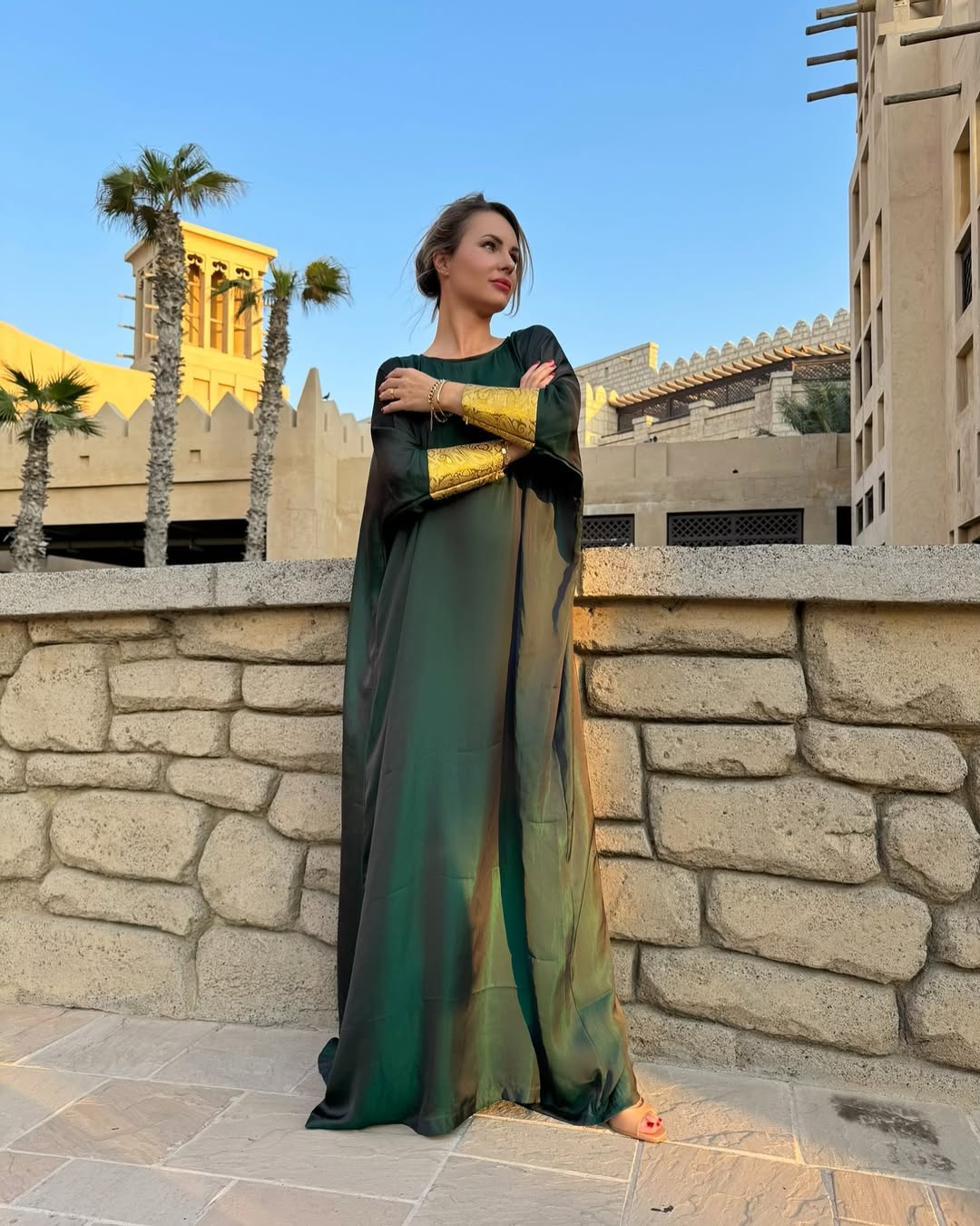 Green Cape with Dress & Sheila