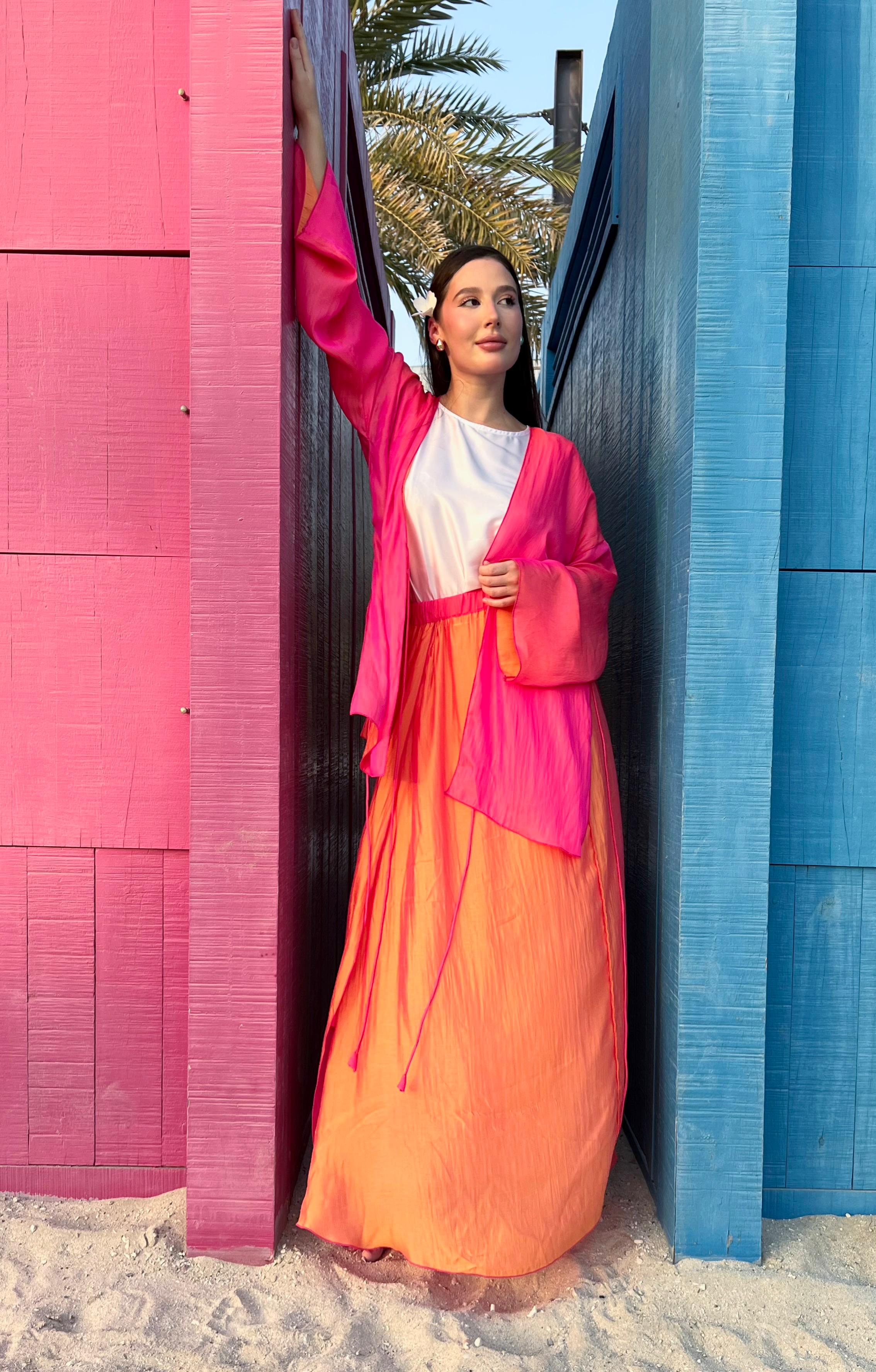 Two Tone Kimono with Skirt