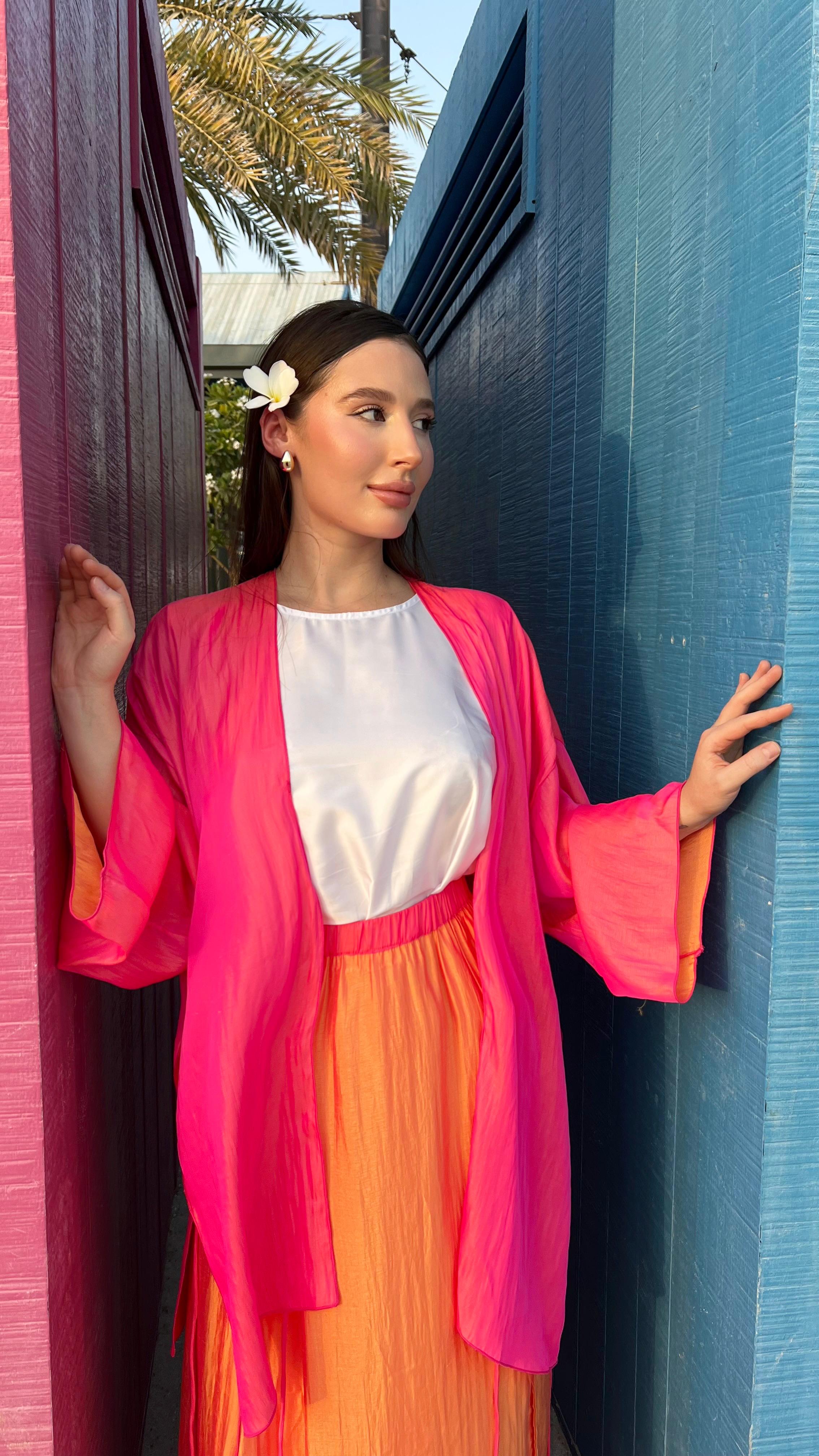 Two Tone Kimono with Skirt