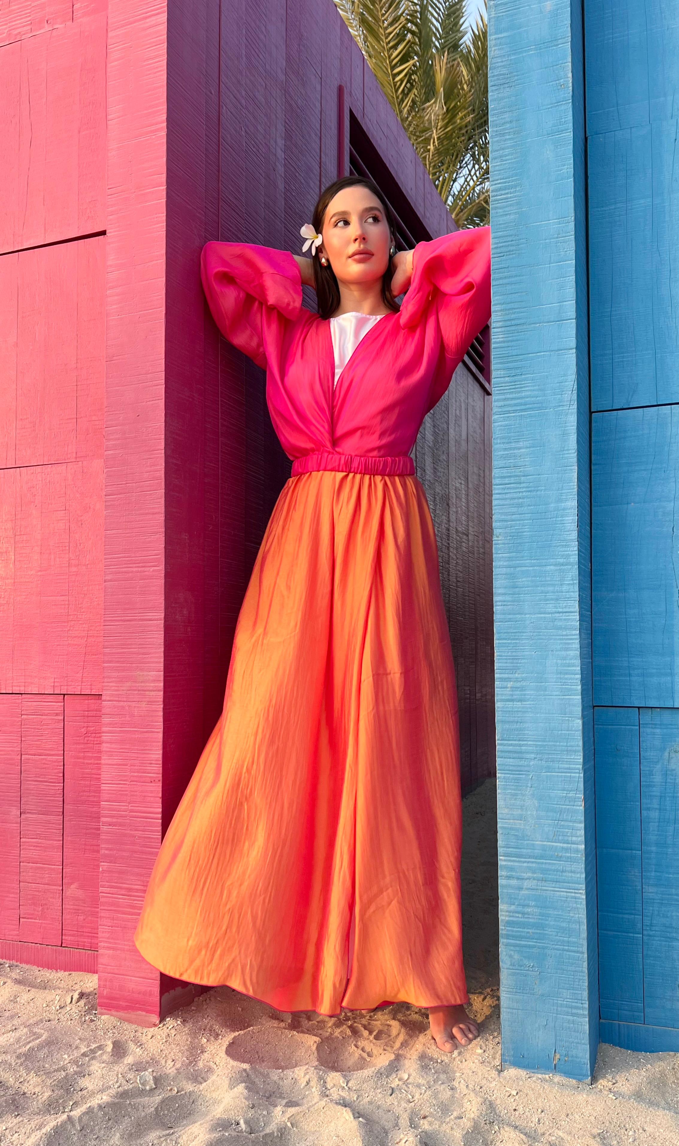 Two Tone Kimono with Skirt