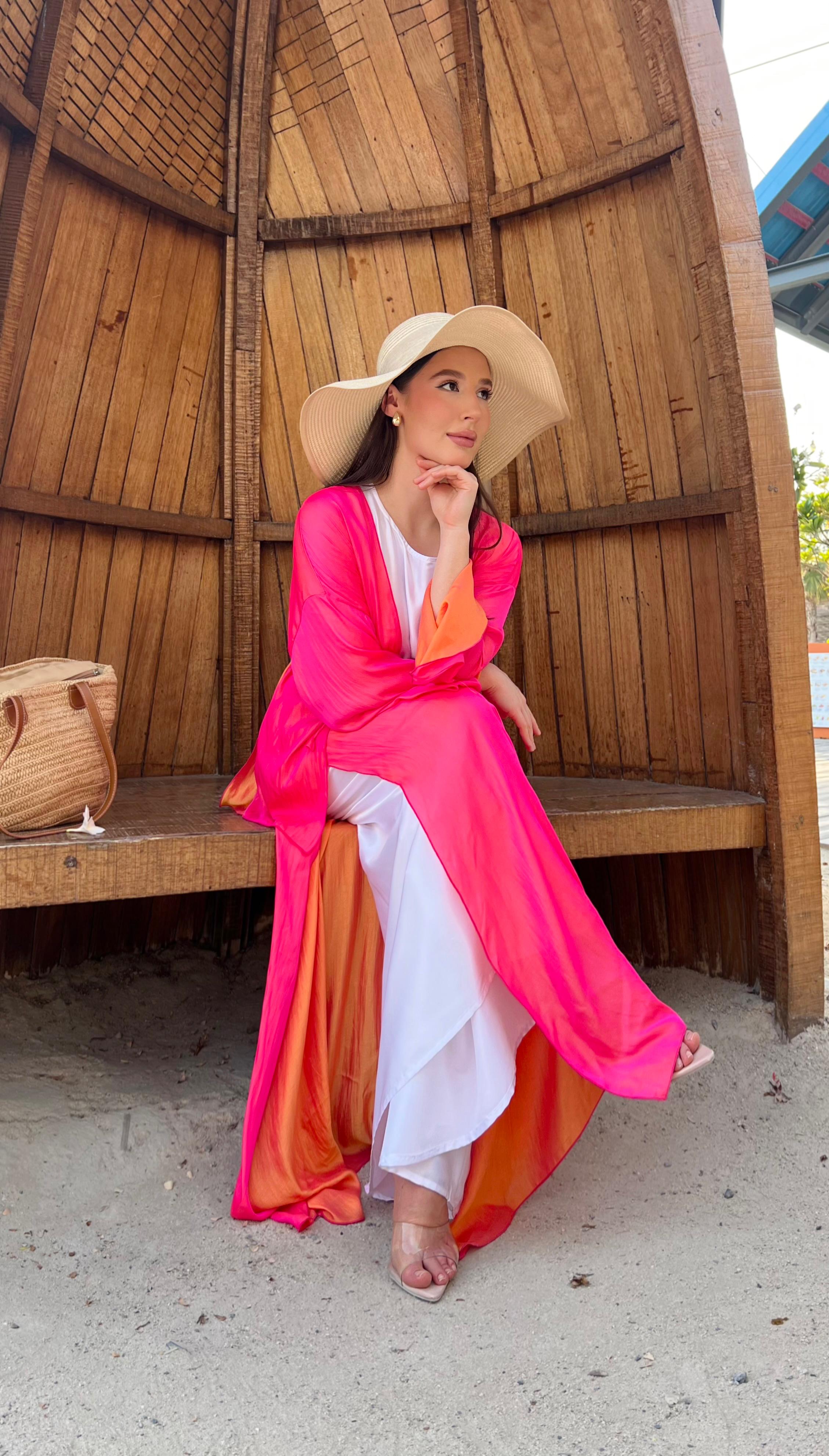 Two Tone Kimono with Skirt