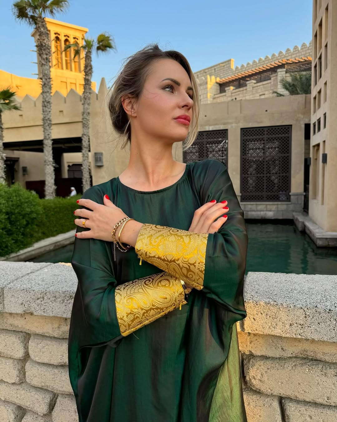 Green Cape with Dress & Sheila
