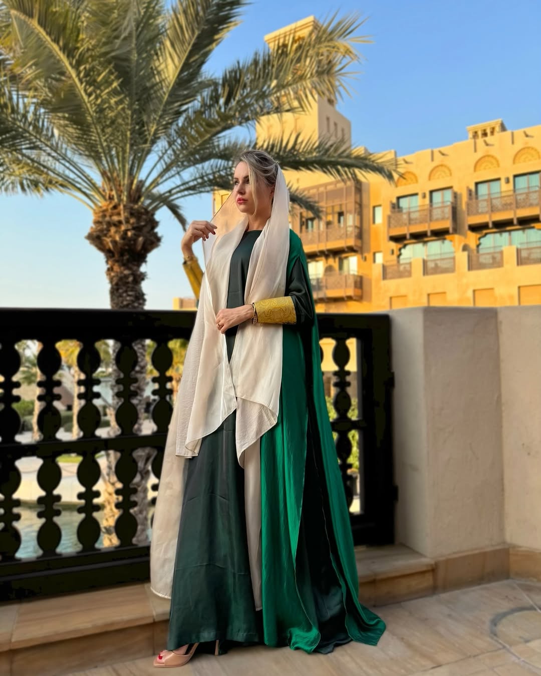 Green Cape with Dress & Sheila