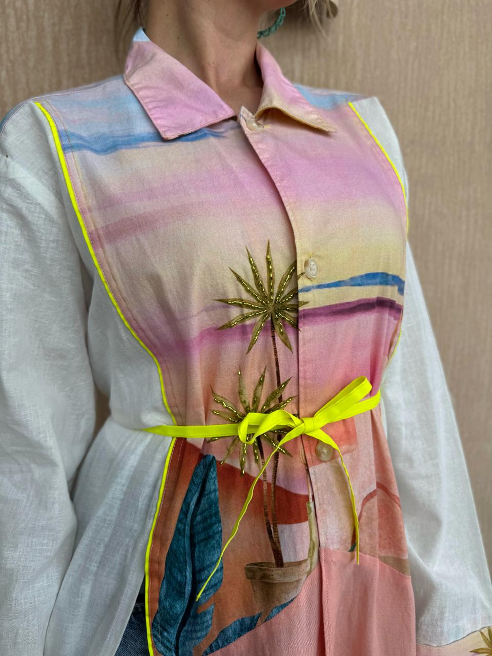 Upcycled Shirt with Linen Abaya